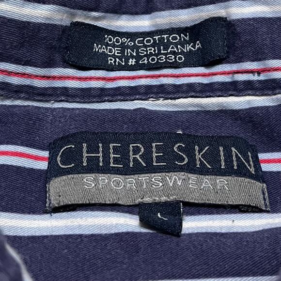 Vintage Chereskin Sportswear Navy/Red Striped Button Up Large - Picture 4 of 5